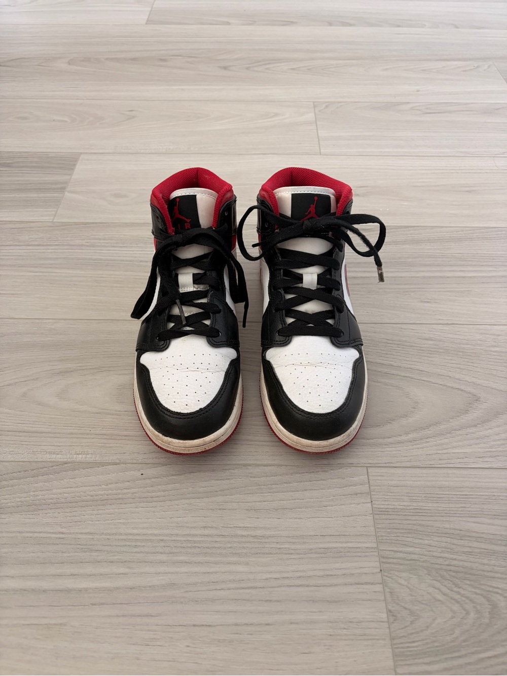 Nike Kids High-Top Sneakers in Black, White & Red